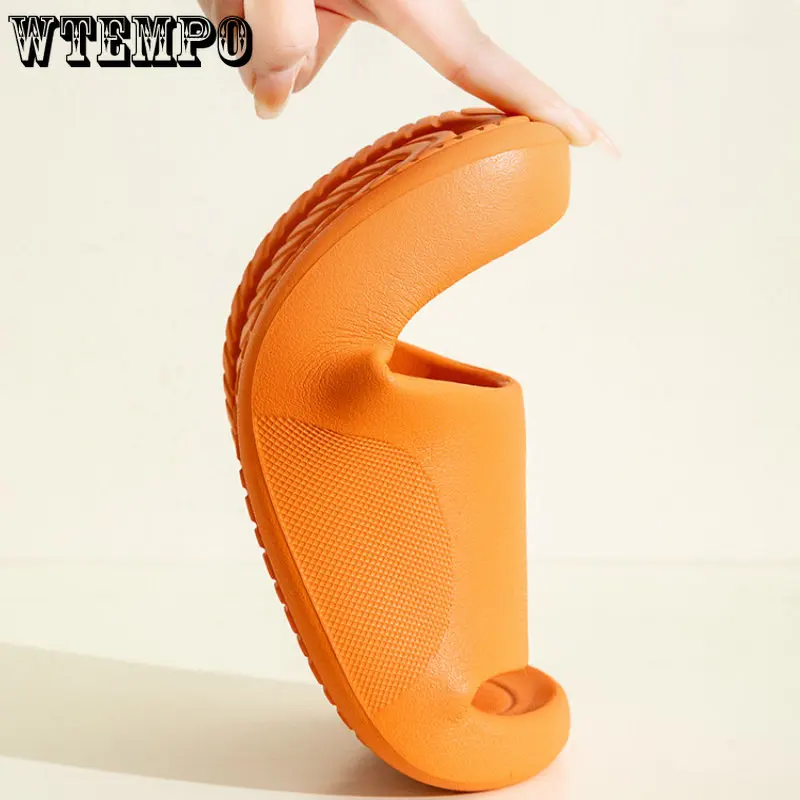 WTEMPO Summer Soft Slippers Fashion Thick Platform Men Women Non-slip Lightweight Slides Couple Silent Solid Color Sandals