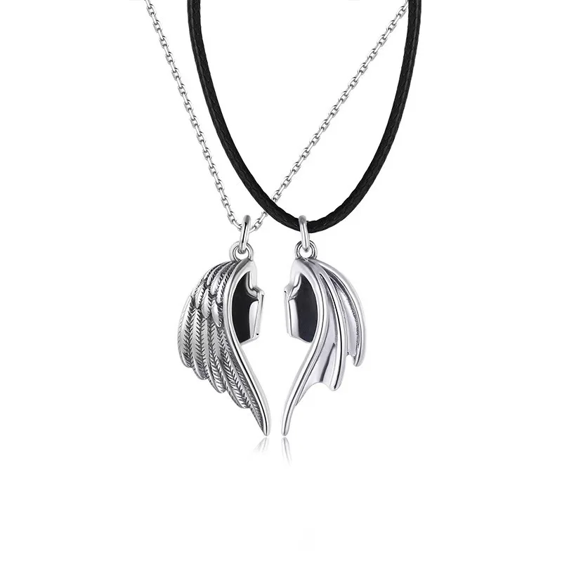 

1 Pair Devil And Angel Wings Couple Necklaces For Women Men 2021 New Clavicle Chain Magnetic Pendant Necklace Fashion Jewelry