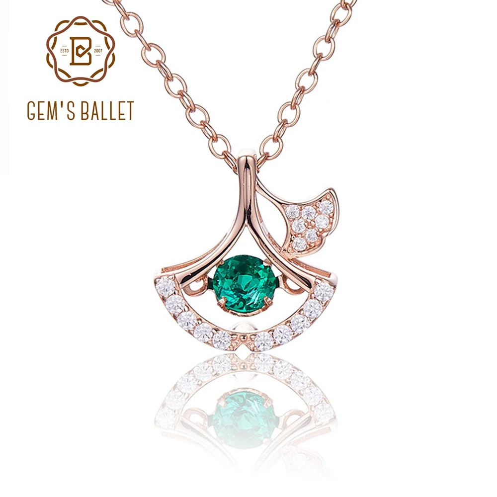 

Gem's Ballet Lab Green Emerald Ballet Skirt Pendant Necklace For Women Classic Fashion 925 Sterling Silver Popular Fine Jewelry