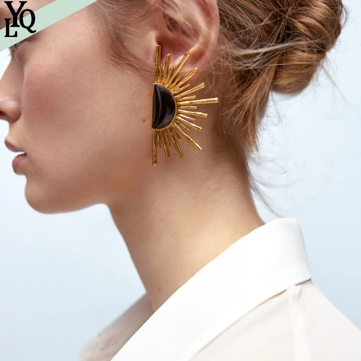 

ZA Gold Vintage Color Fan Shaped Earrings for Women Party Holiday Accessories
