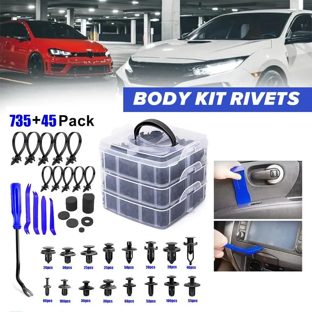 

780PCS Boxed Buckle Car Body Kit Rivet Fixed Panel Bumper Plastic Repair Kit Fastening Explosive Wholesale Factory Direct Sales