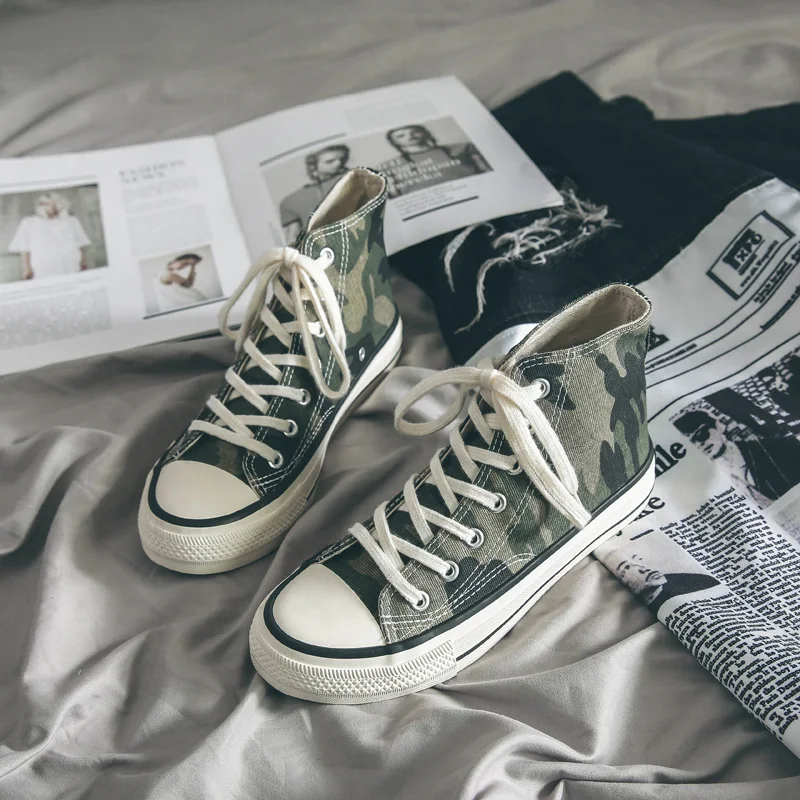 Кеды женские холщовые кроссовки с высоким берцем Вулканизированная подошва