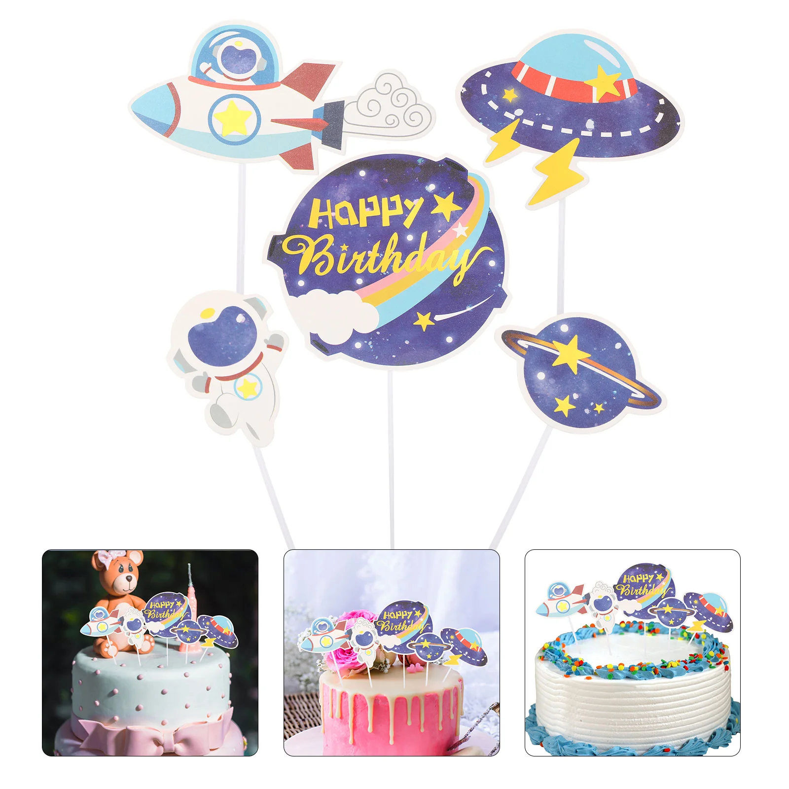 

Cake Space Toppers Decorations Astronautboys Birthdaythemed Party Supplies Galaxy Outer Planet Topper