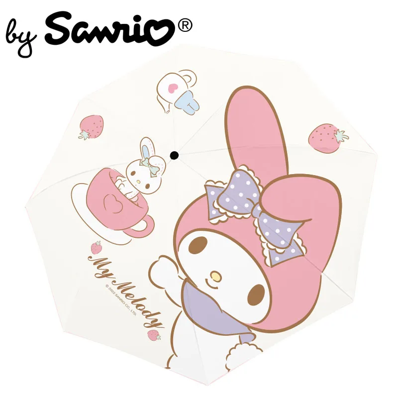 

New Sanrio My Melody Umbrella Parasol Manual Folding Sunny Rainy Anti-UV Dual Use Anime Kawaii Cute Summer Travel Portable Girls