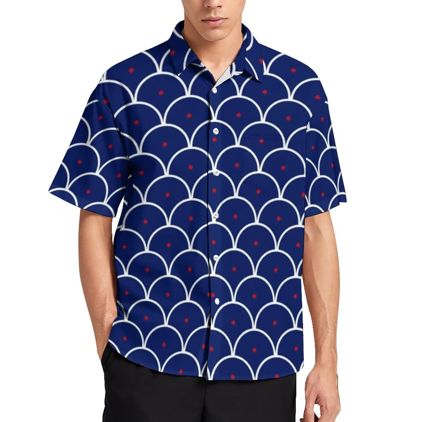 

Пляжная Рубашка голубая волна, сегаиха, повседневные Гавайские рубашки с японским принтом волн, забавные мужские блузки, Одежда большого размера с коротким рукавом