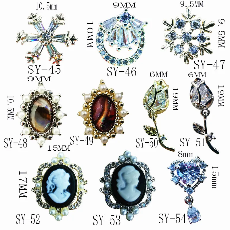 

2Pcs Flower/Snowflake/Beauty Design Nail Supplies Quality Zircon Nail Charms Jewelry Luxury Rhinestones For Nails Accessories