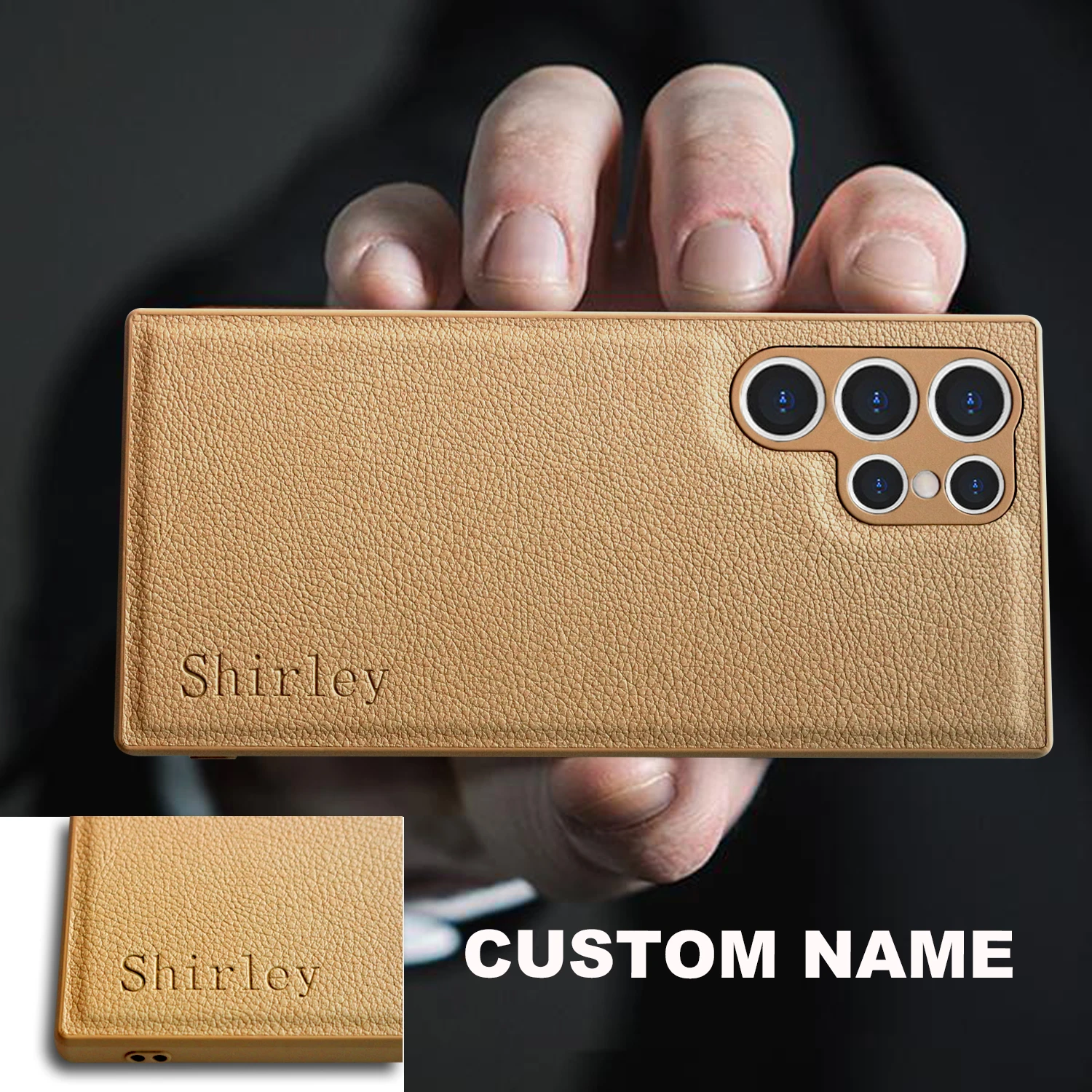 

S22 Ultra Case Korea Custom Name Letters Leather PU Soft Case For Samsung Galaxy S22 Ultra Plus S22 Personalise Luxury DIY Cover