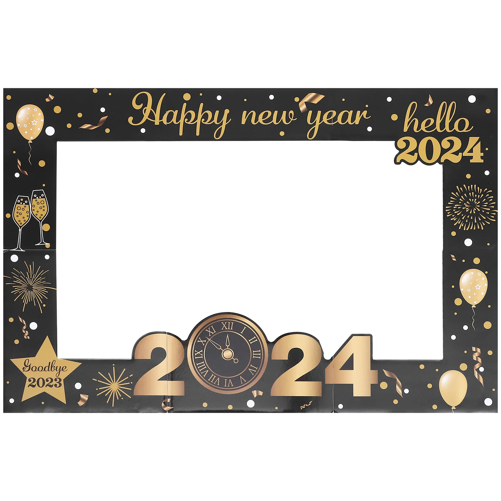 

Happy New Year Photo Booth Frame Lightweight 2024 New Year Party Photo Prop