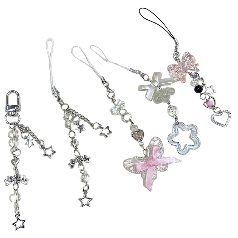 1 шт. милый брелок ручной работы из бисера-бабочки для камеры IP 11 Kawaii Y2K Love подвеска