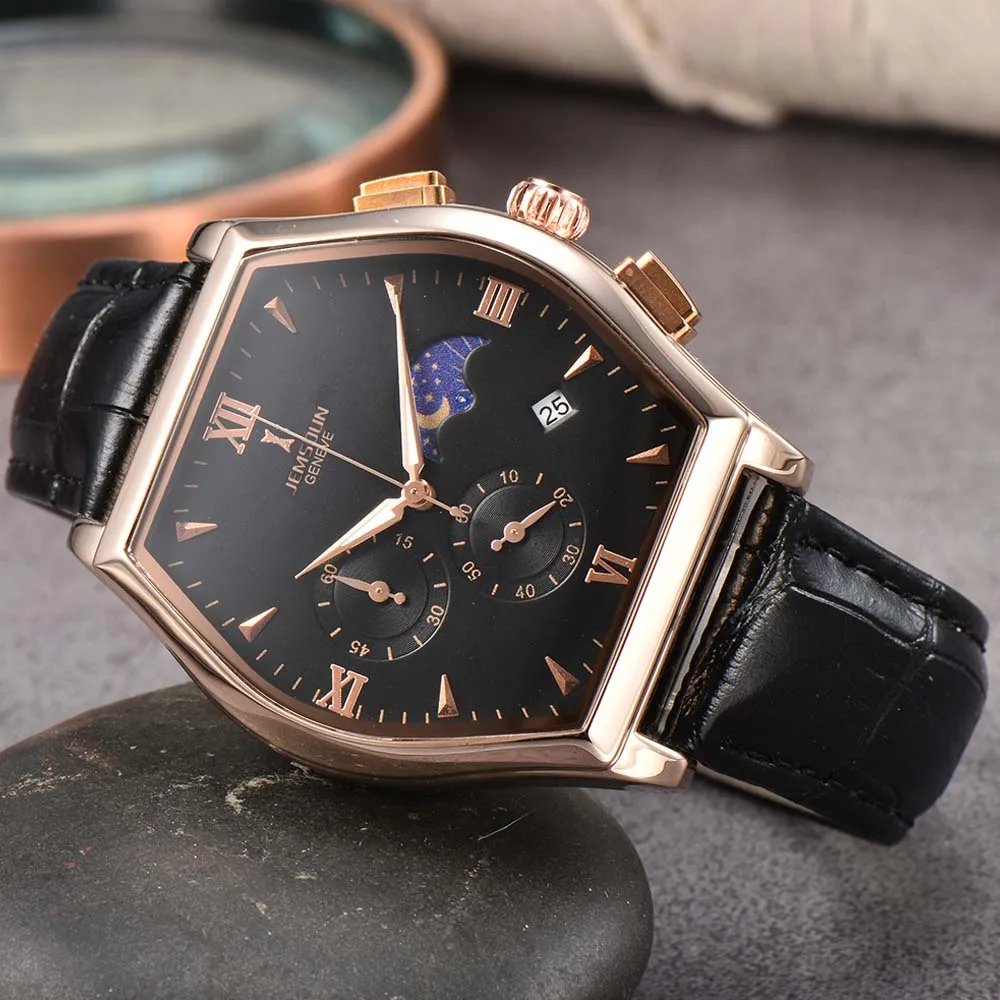 

Hot Classic Original Brand Watches For Mens Multifunction Tonneau Malta Series Automatic Date Moon Phase Watch Chronograph Clock