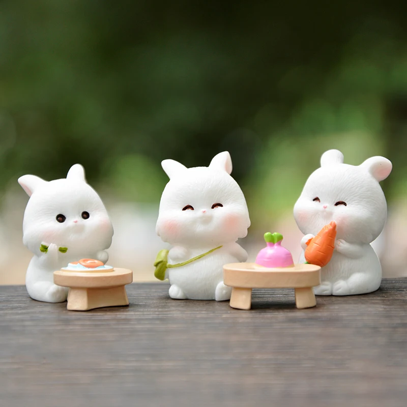 

Милые фигурки кроликов из эпоксидной смолы, аксессуары «сделай сам» для украшения кукольного домика