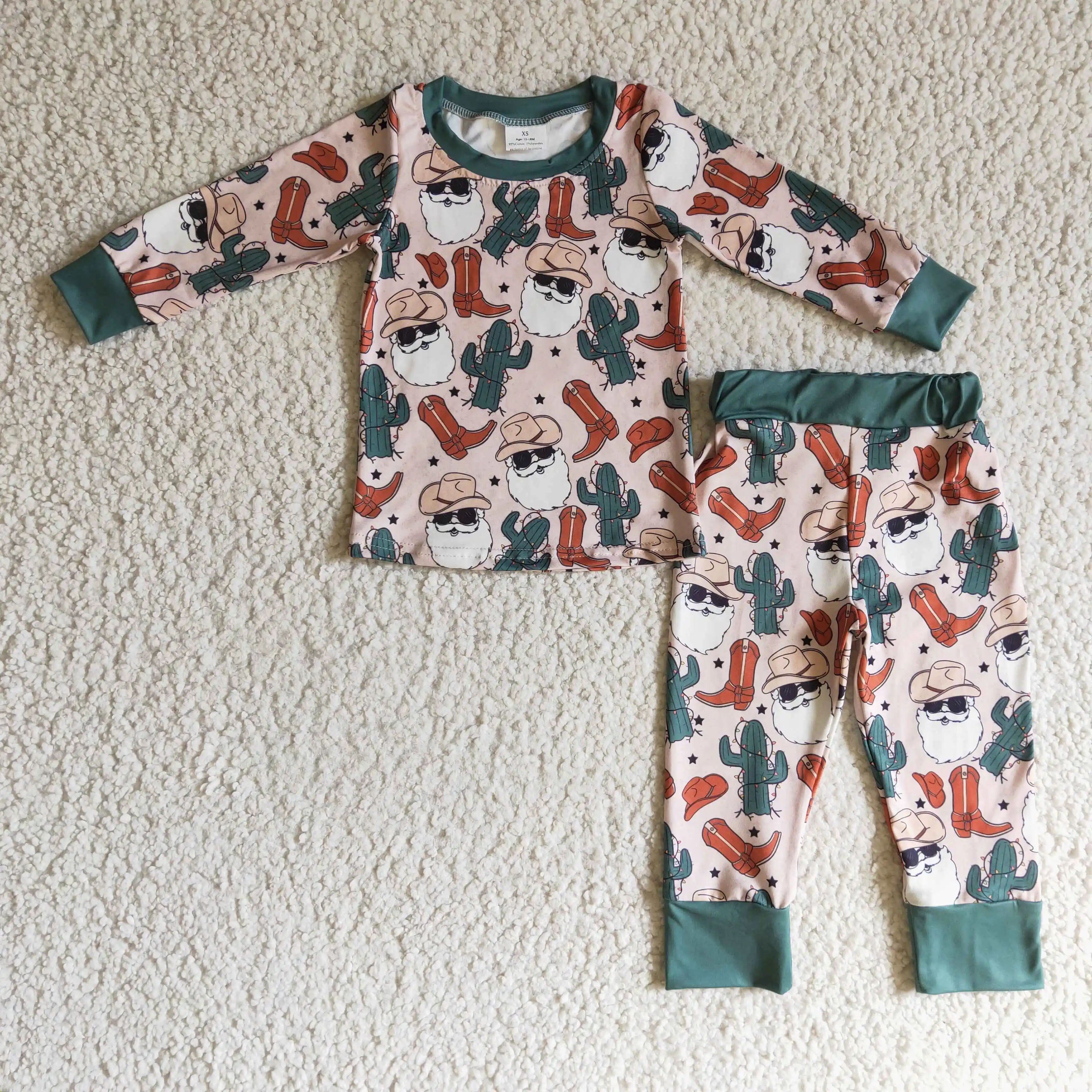 boutique cactus boots old man pattern long sleeve boys outfi