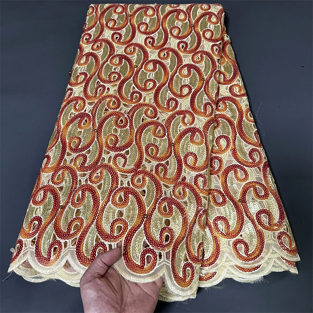 Африканская нигерийская Мода 2023, Высококачественная Тюлевая кружевная ткань, органза, вышивка, блестки, женское платье для выпускного вечера, свадьбы, 5 ярдов