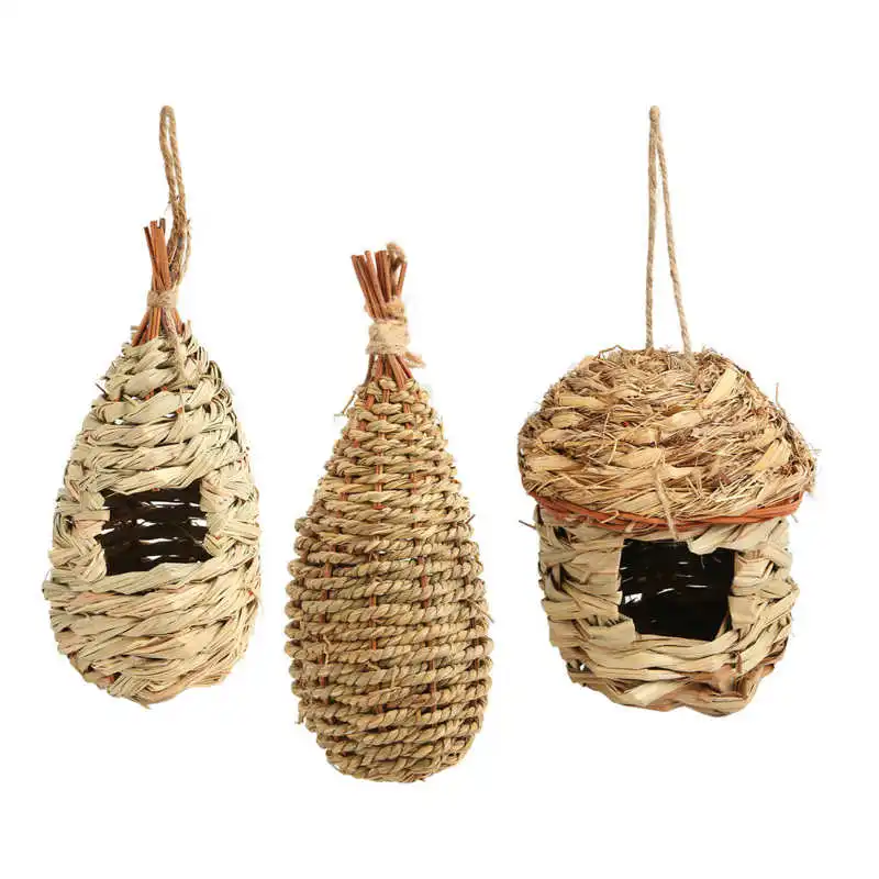 

Hummingbird House Hay Hand Woven Bird House Rough Surface for Munia