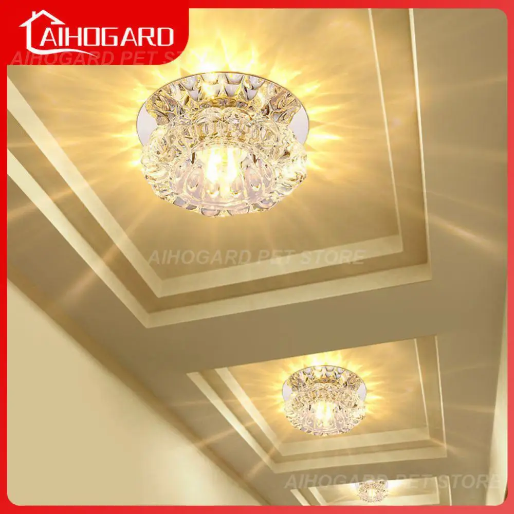 

3w/5w Crystal Ceiling Lights High-quality 3 Color Corridor Aisle Light Dimming Stainless Steel Mirror Led Ceiling Lamp