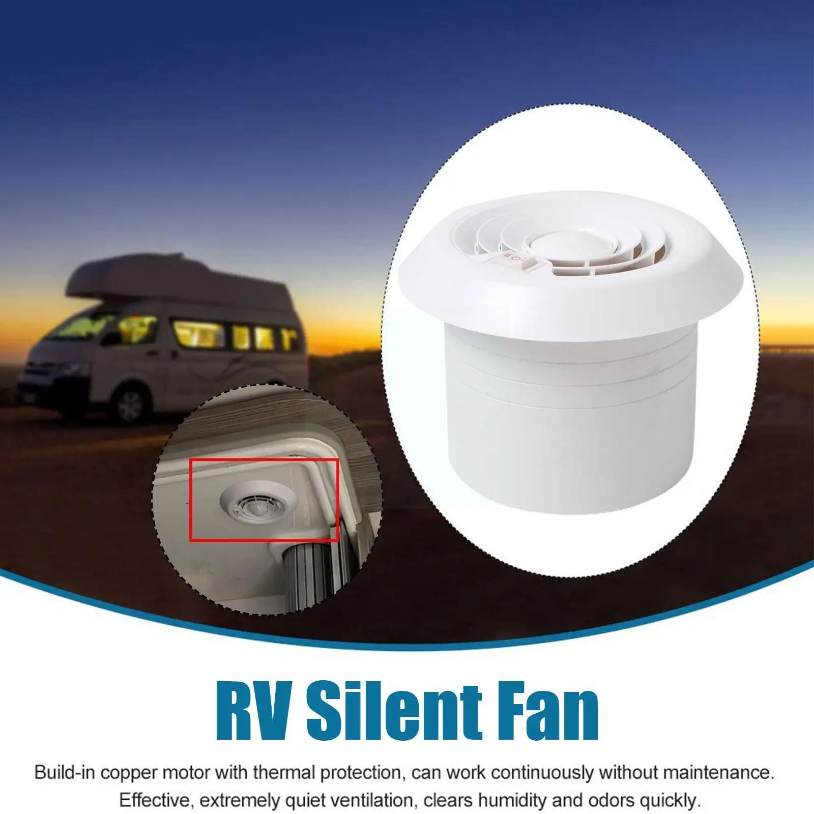 12v Rv Roof Air Vent Round Grille With Silent Fan Summer Travel Air Accessories Car Rv Vent Auto Ceiling Interior Trailer V B5j4