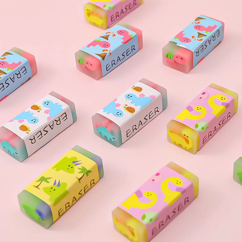 

4B Cute Candy Dinosaur Soft Erasers for Kids Rubber Kawaii Stationery School Office Supplies Creative Easy Clean Funny