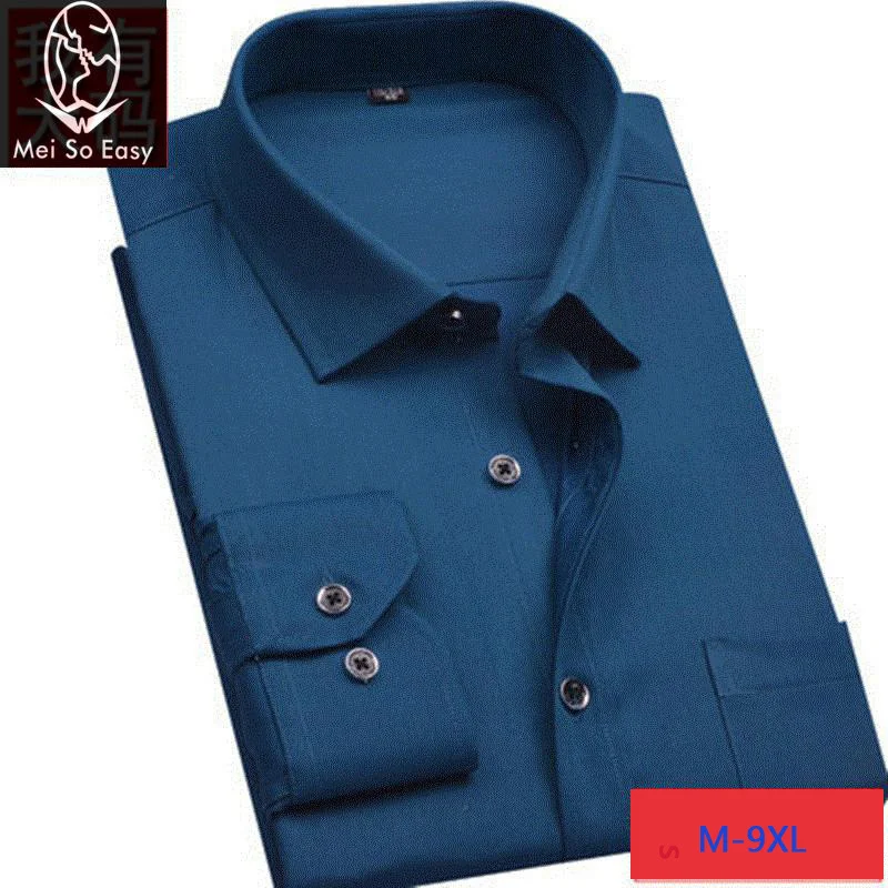 

new arrival fashion high quality Spring clothing men's long-sleeve male Large 100% cotton solid color shirt plus size M-9XL