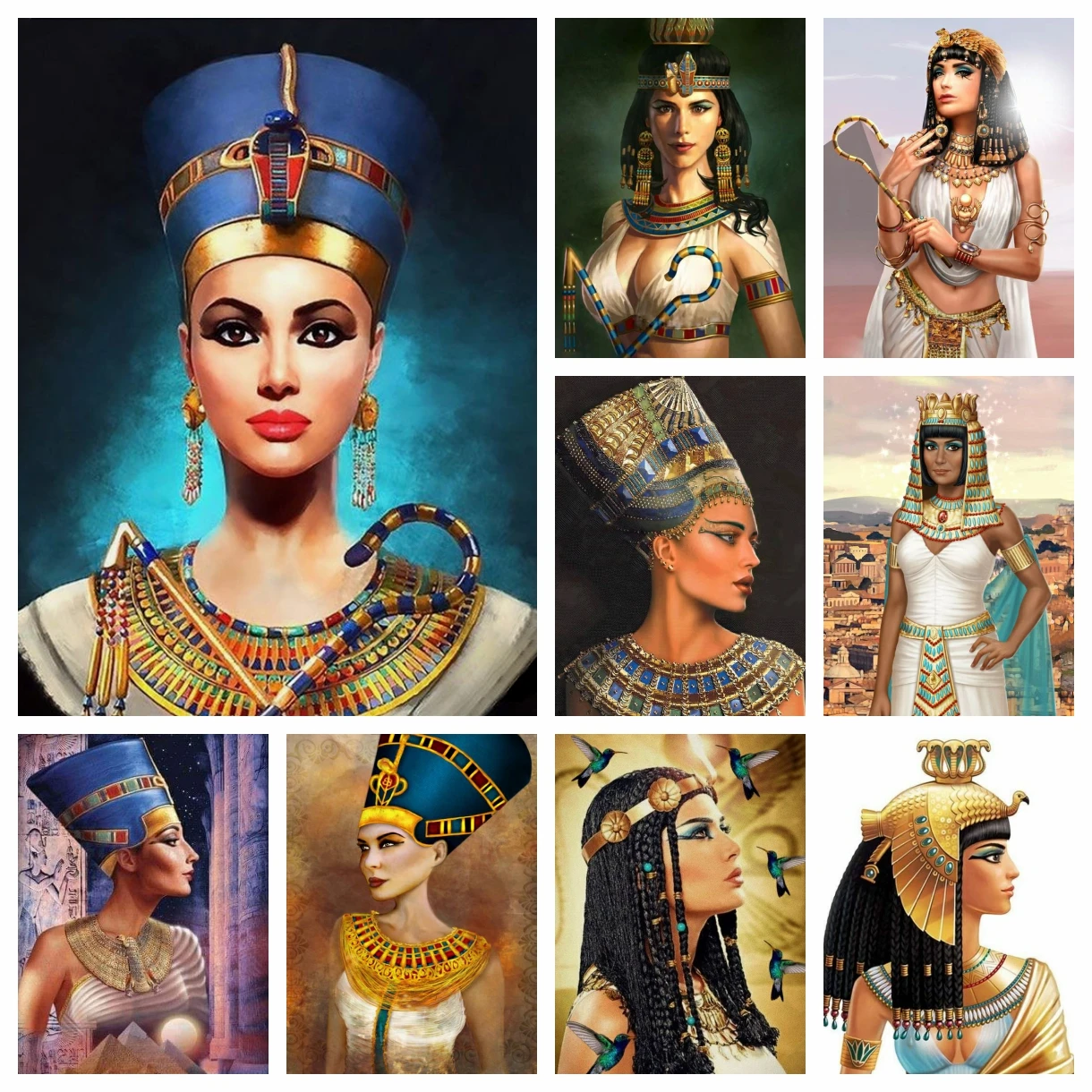 

Ancient Egyptian Queen Diamond Painting Full Square Egypt Woman Portrait Cross Stitch Kits Art Gift For Living Room Decor
