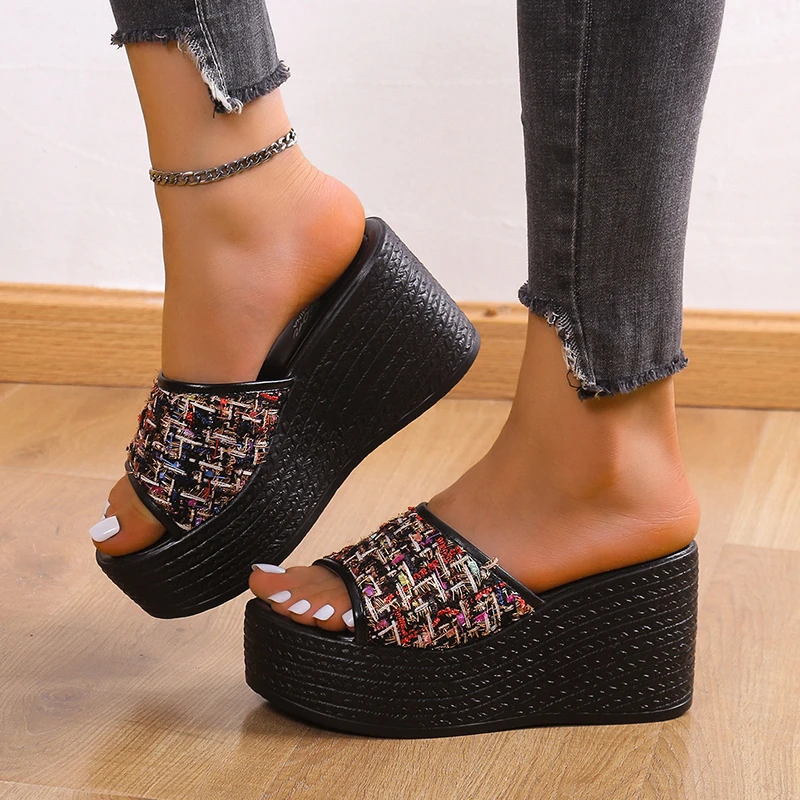 

Женские летние тапочки на массивной платформе Rimocy, легкие сандалии на толстой танкетке, женские нескользящие сандалии с открытым носком