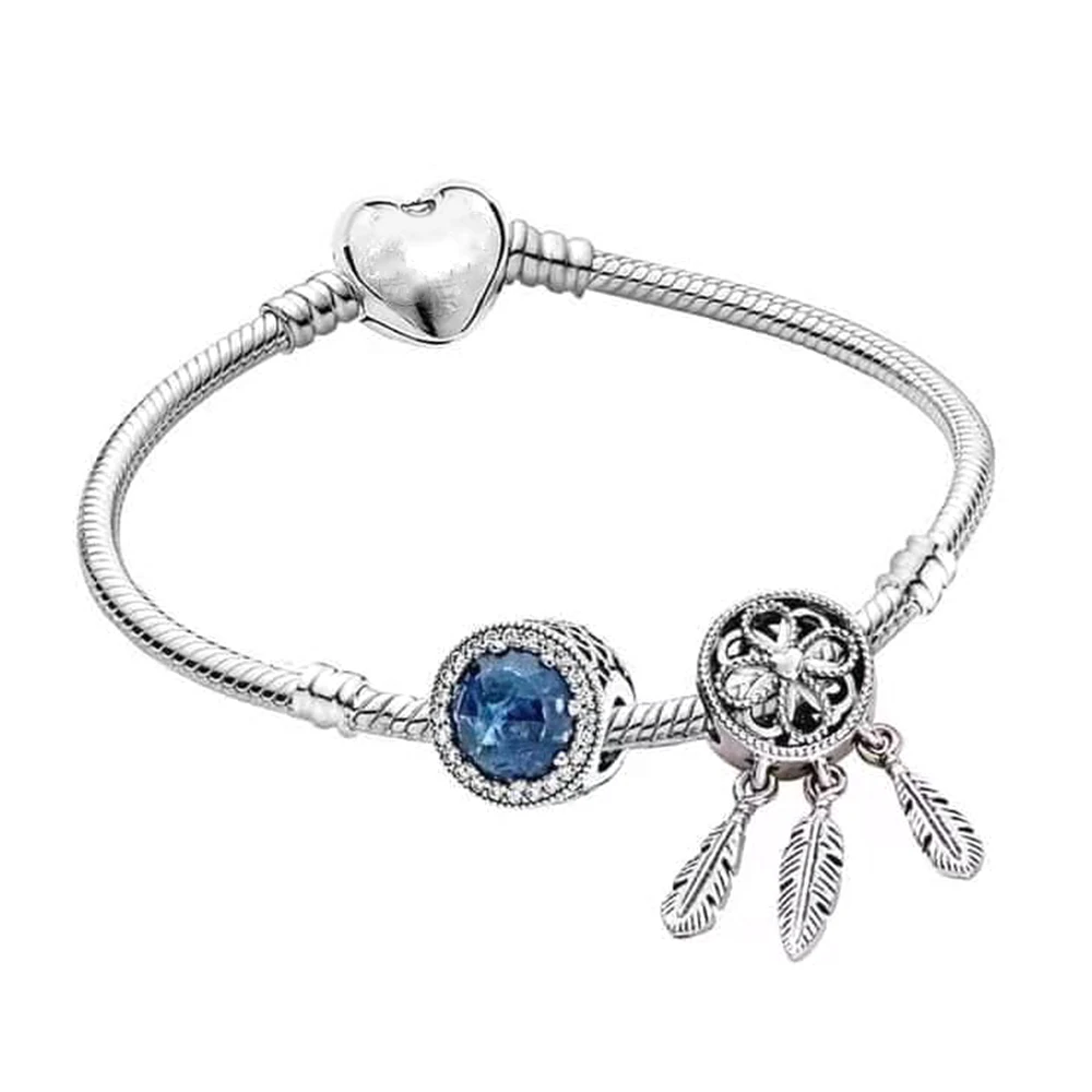 

925 Silver Cat's Eye Dream Catcher MAU1 Bracelet Fit Pandora Gorgeous Link Making Original Jewelry for Girls Party Gifts