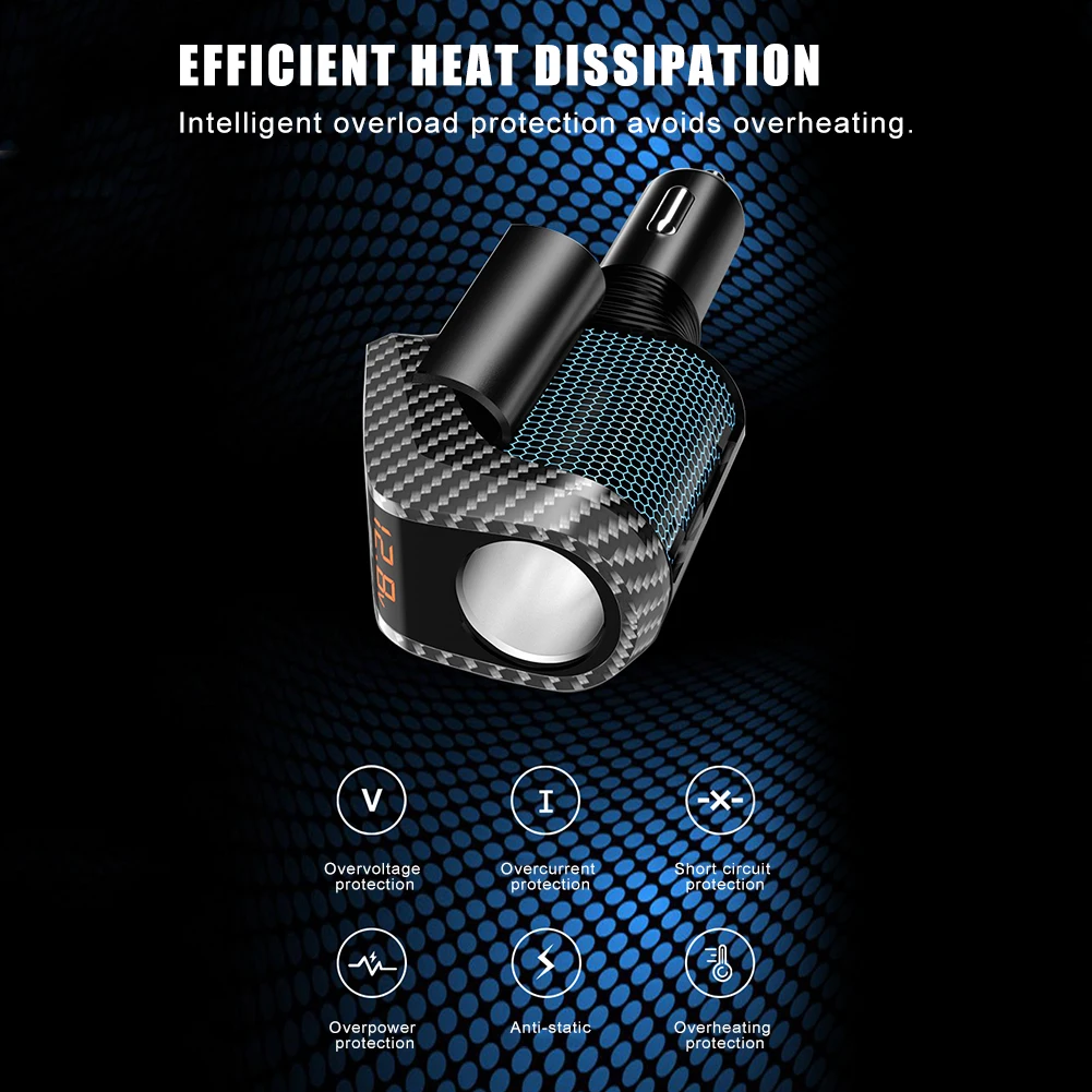 Автомобильное зарядное устройство 100W PD 3.0 быстрой зарядки 12V/24V Type-C 3 USB-адаптер с разветвителем прикуривателя для Huawei Xiaomi iPhone 13 и т.д.