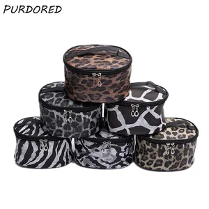 PURDORED 1 шт. леопардовая косметичка из искусственной кожи Женская Большая вместительная косметическая сумка в форме бочонка дорожная сумка-Органайзер косметический Чехол