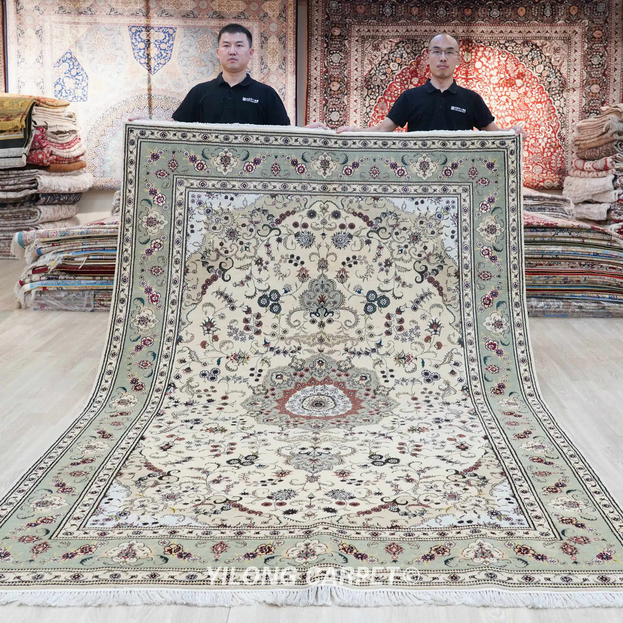 

6'x9' Handknotted Wool Silk Medallion Carpet Eco Friendly Home Office Rug (WML017)