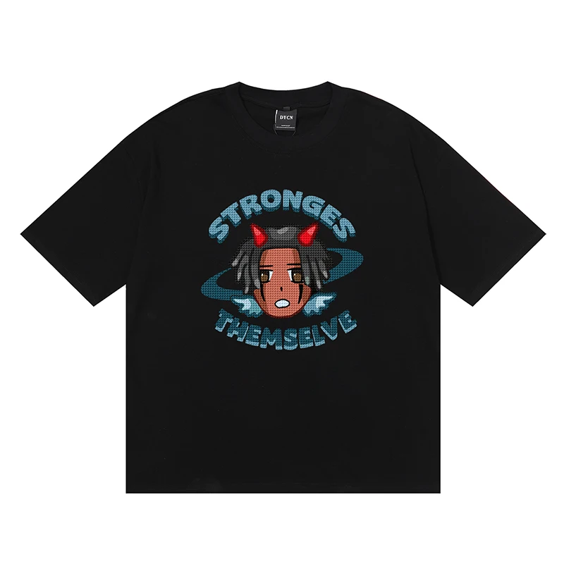 

Футболка мужская с коротким рукавом, мультяшная детская, с надписью из пены, с круглым вырезом, в стиле ретро, свободная повседневная рубашк...