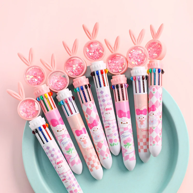 

1PCS Kawaii Butterfly Sequins Press Ballpoint Pen 10 Colors Ink Bullet Tip 0.5mm Office Stationery School Supplies Child Writing