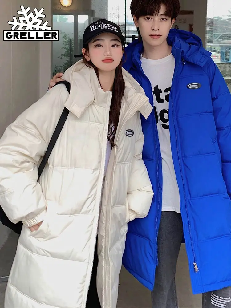 GRELLER Long Puffer Jacket Women Winter 2022 Coats Hooded Lover's Oversized Thicken Warm Parkas Elegant Ladies Clothes Outwear