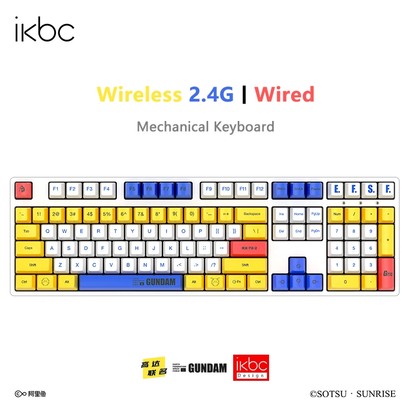

IKBC RX-78 Gundam Проводная Беспроводная 2,4g Bluetooth механическая клавиатура 87/108 клавиш компьютерная игровая клавиатура Usb для ПК Cherry Switch