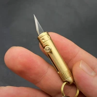 mini brass push pull knife self defense gift keychain outdoor carry on paper cut knife demolition express utility knife tool