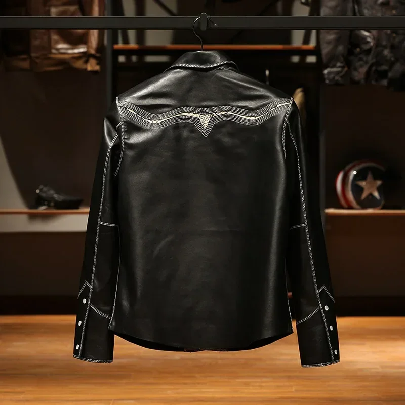 Мужская приталенная винтажная куртка LZ460 из натуральной итальянской коровьей