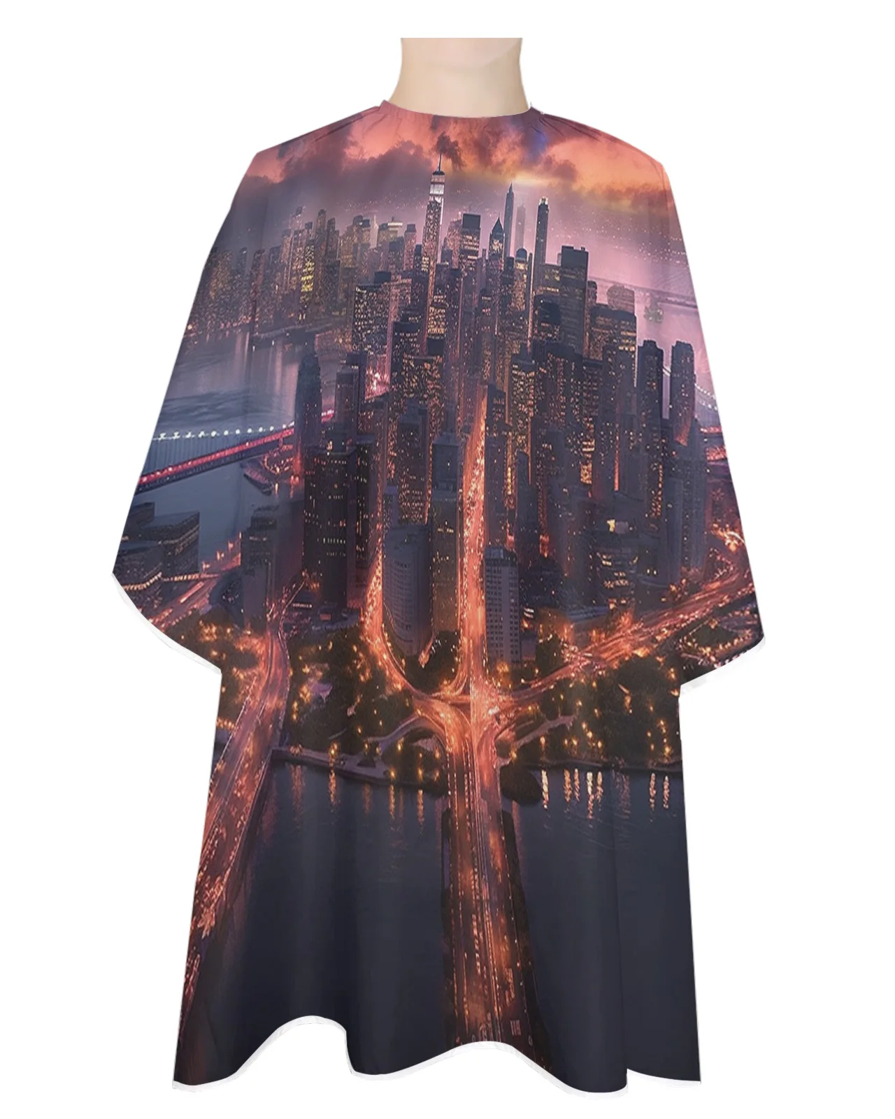 

City Street Sky Gradient High Building Barber Apron Waterproof Beauty Salon Hairdressing Apron Hairdresser Cape Apron
