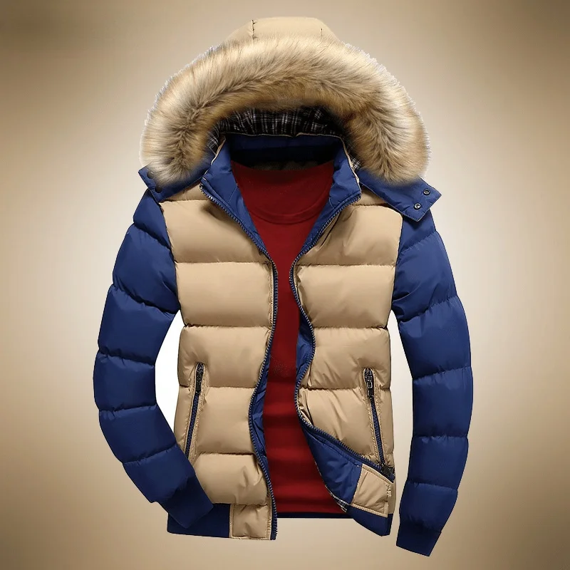 

Men Down Parkas Winter Warm Fleece Jacket 9 Color Fashion Fur Hood Hat Detachable Men Outerwear Casual Mens Coats Thick Hoodies