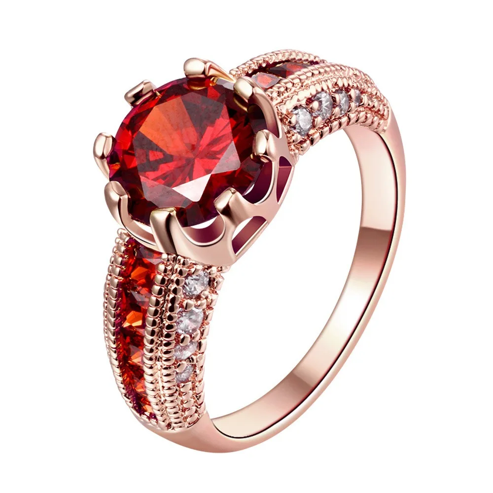 

Luxury Red Stone Ruby Rings for Females Bizuteria Wedding Engagement Ring Jewelry Bagues Pour Birthstone Anillos De Jewelry Anel