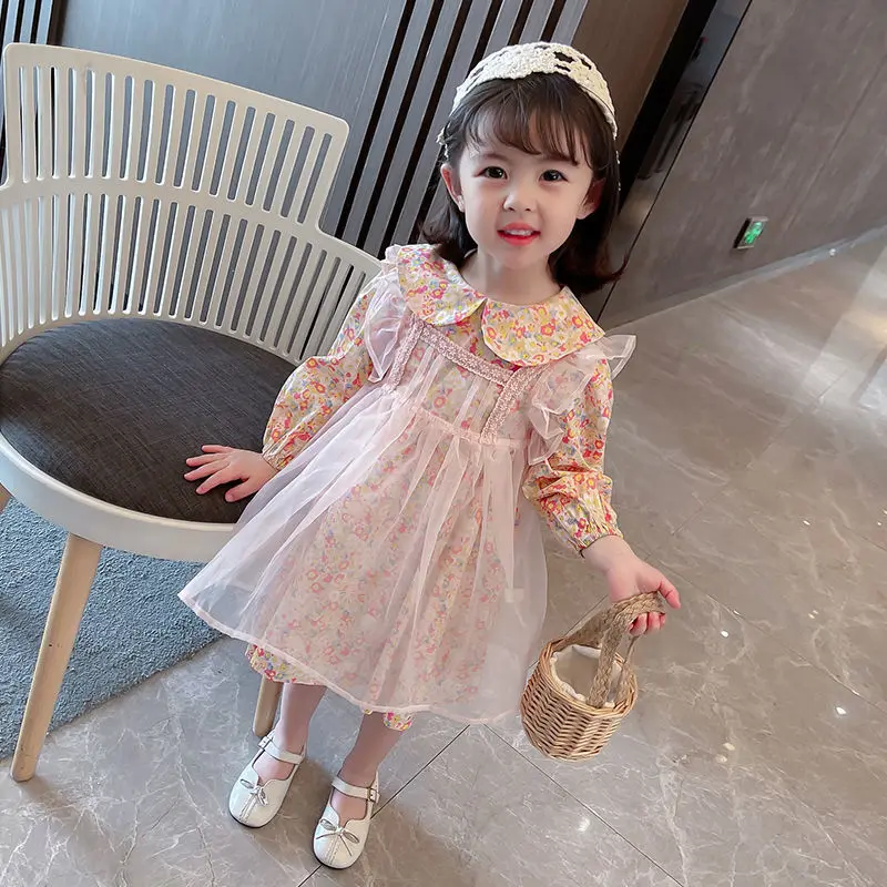 

Детские платья для девочек на весну и осень, Новое Детское кружевное удобное платье принцессы, праздвечерние чное платье до середины икры