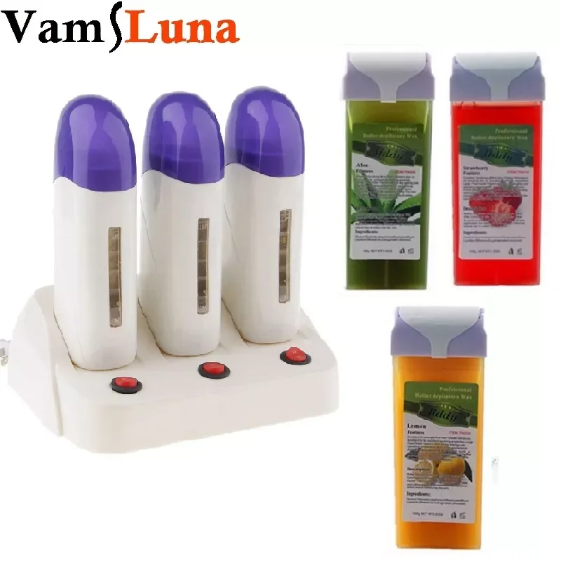 

Pieces Women Epilators For Hair Removal Depilatory Roll on Wax Heater Roller Waxing Warmer Machine With or Without 3 Wax