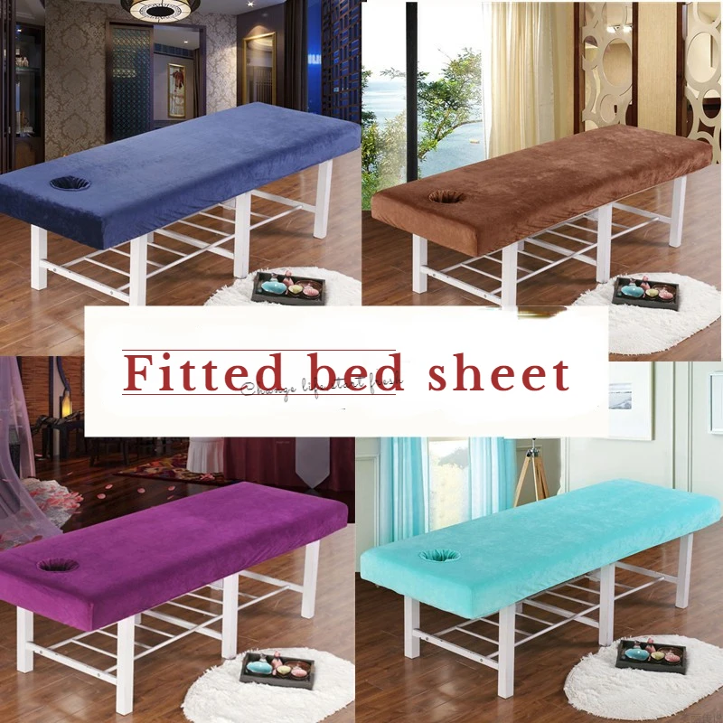 

Thicken Velvet Sabnanas Beauty Salon Massage Table Fitted Bed Sheet Skin-Friendly Massage Sheet SPA Bed Cover with Hole