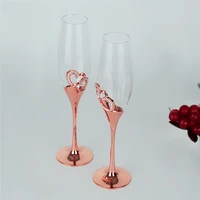 2pcs wedding champagne glasses rose golde couple glass cup creative crystal champagne flutes party glass goblet gifts 200ml