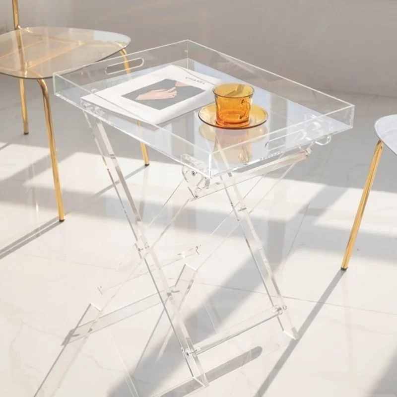 

Acrylic Nordic Side Table Modern Design Floor Folding Coffee Table Hallway Minimalist Muebles Auxiliares Decoration Accessories