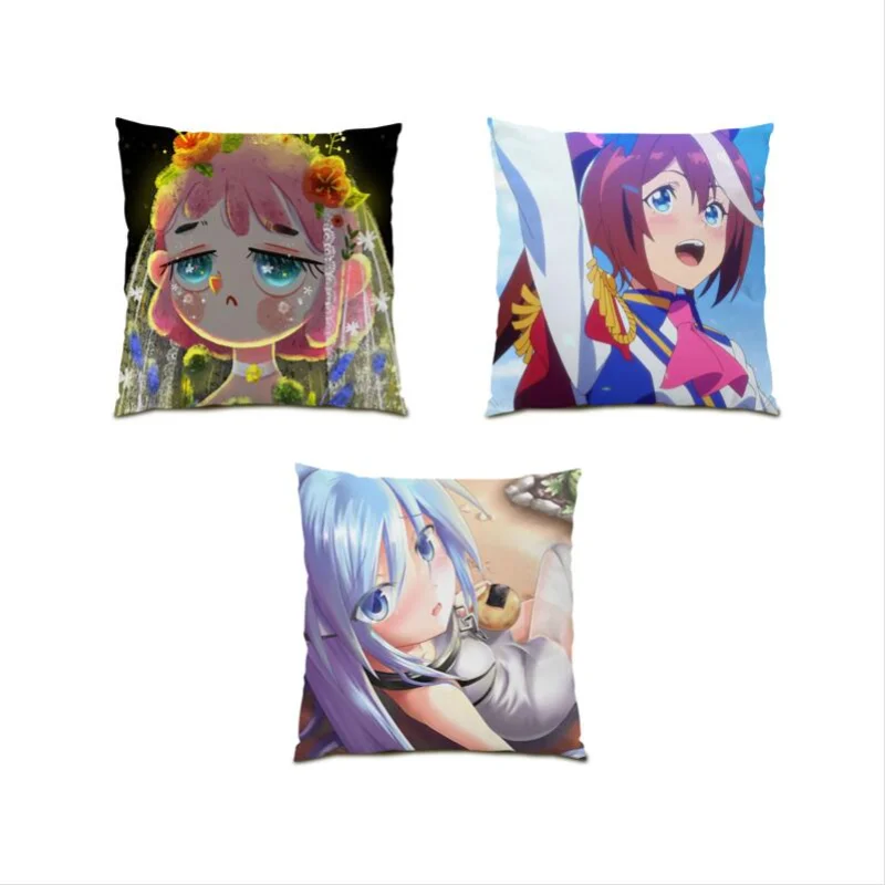 

Kawaii Decoration Portrait Pillow Cover Beautiful Girl Cushion Cover 45x45 Cartoon Living Room Decoration Polyester Linen E0665