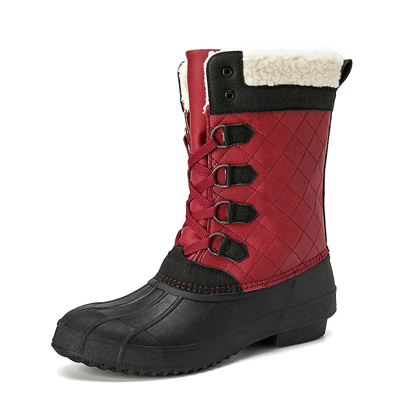 Winter Snow Boots Women 2022 Mid-Calf Size 36-42 Beige Platform Boots Non-slip Female Shoes Warm Lace-up Booties Shoes