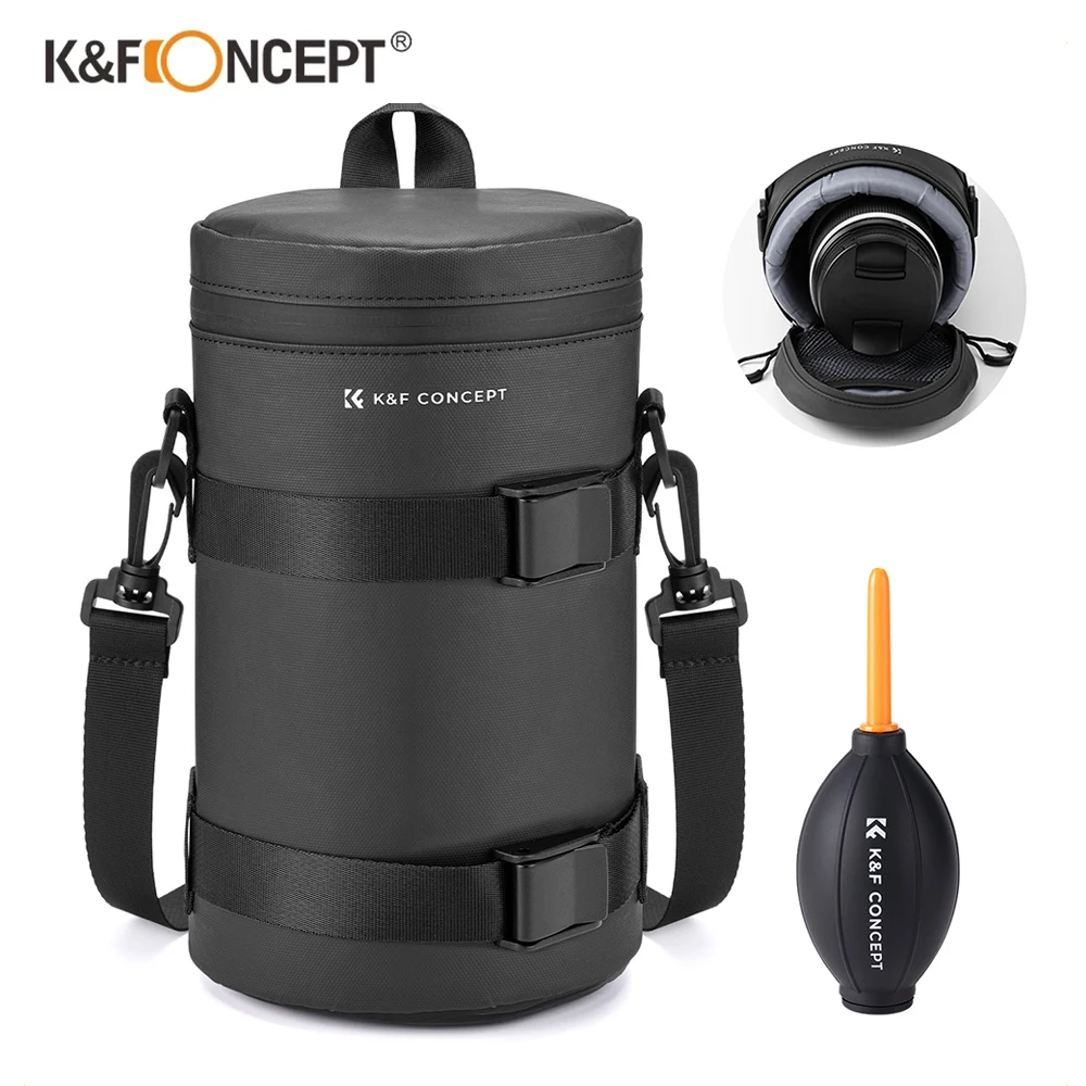 Фото K&F Concept Сумка для объектива камеры Чехол для объектива Водонепроницаемая защитная сумка для объектива на молнии S/M/L/XL Чехол для объектива камеры для объектива DSLR №1