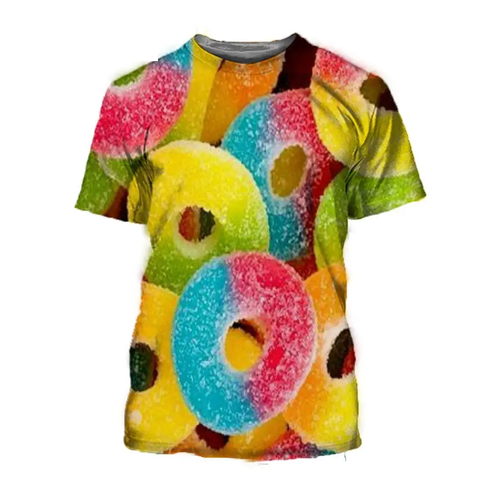 

Mens T-Shirts for Men Clothing Oversized candy Graphic Tee Shirt 3D Printed Summer Casual Short Sleeve Fashion Tops
