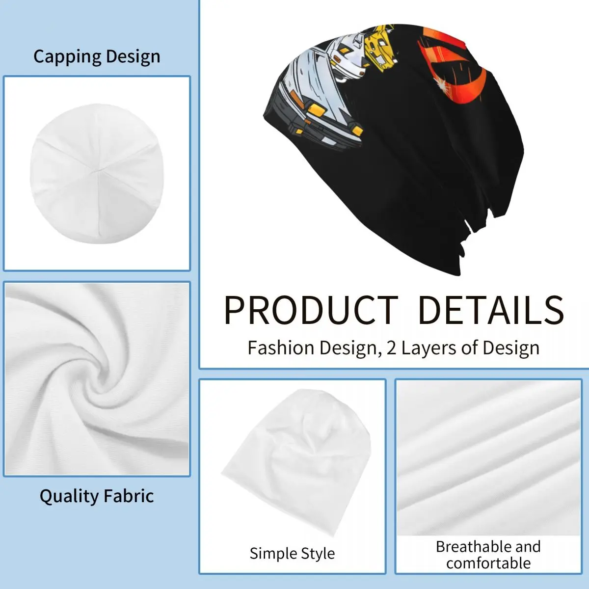 Шапки-бини Initial D шапки-бини с винтажными наклейками тонкая шапка на осень и весну