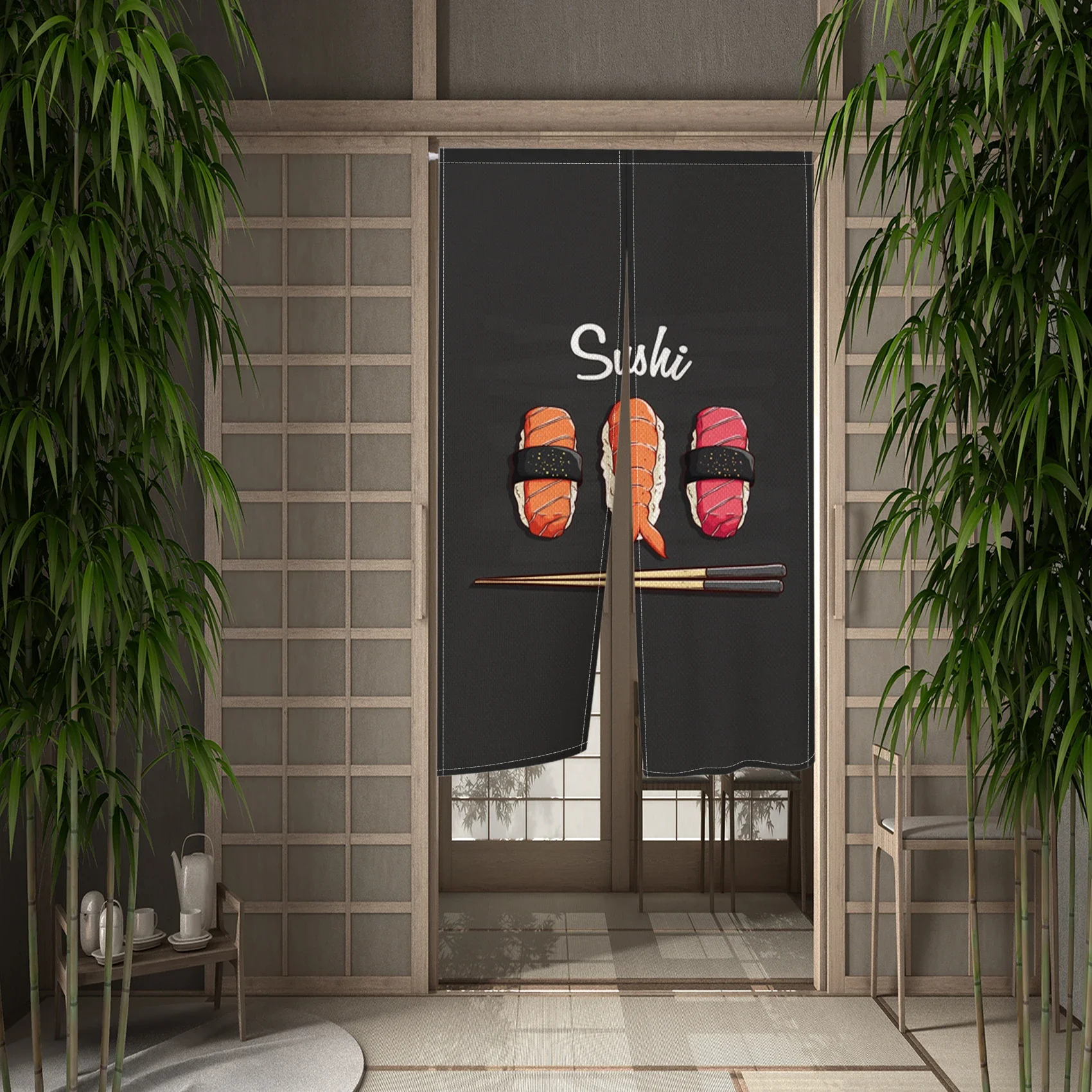 

Полупрозрачная штора из полиэстера для двери