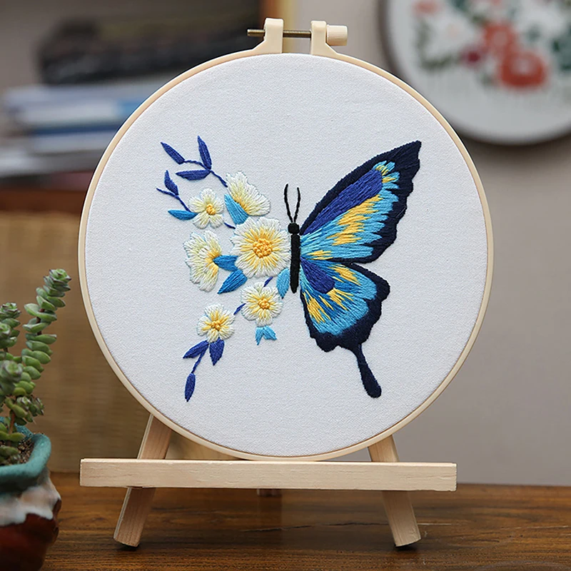 

Sewing Art Craft Kit DIY Embroidery Kit Batterfly Printed Pattern For Beginner Cross Stitch Set Needlework Hoop Handmade