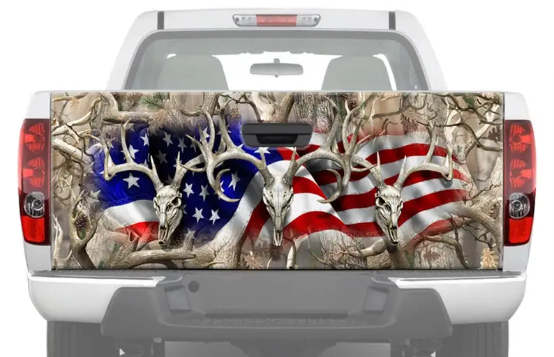 

Американский флаг облитерация бак череп Охота задняя дверь графическая наклейка грузовик камуфляж виниловая обертка